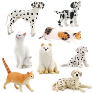 Realistic solid PVC cat and dog animal model ornaments, spotted dog, pastoral cat, civet cat, childr