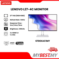 LENOVO L27-4C 67DEKAC1MY Monitor (27" FHD IPS / 144Hz 1ms-6ms / 2HDMI 1VGA / 99% sRGB / AMD FreeSync