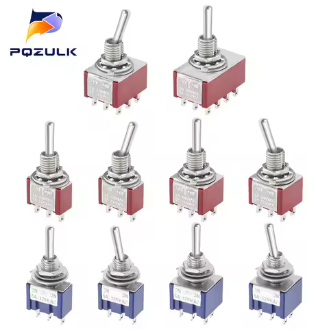ON-OFF-ON ON-ON 3/6/9/12PIN 2/3 Position Mini Latching Toggle Switch AC 125V/6A 250V/3A MTS-102 MTS-