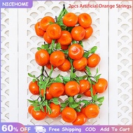 Nicehome 2 ชิ้นประดิษฐ์ต้นกำเนิดสีส้มผลไม้สตริงพืชปลอมสำหรับตกแต่งบ้าน