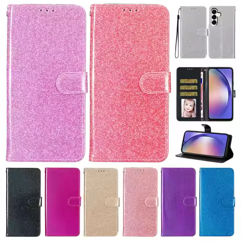 Glitter Wallet Skin friendly Card Slot Flip Leather Case For Samsung Galaxy M06 M13 M16 M22 M32 M33 
