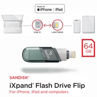 SanDisk iXpand Flash Drive Flip 64GB 2 in 1 Lightning and USB A 3.1 (SDIX90N-064G-GN6NE) OTG Flashdr