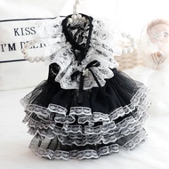 {Ready Stock} Dog Clothes Spring Summer Thin Style Cat Princess Dress Black Lace Dress Hand-Made Sma