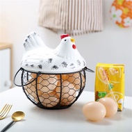 OKDEALS Durable Ceramic Iron Hen Ornaments Egg Tray Egg Rack Egg Storage Basket