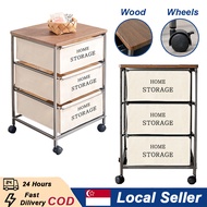 Fabric Drawer Cabinet with Wheel 3-Tier Drawers Home Storage Organizer Side Table