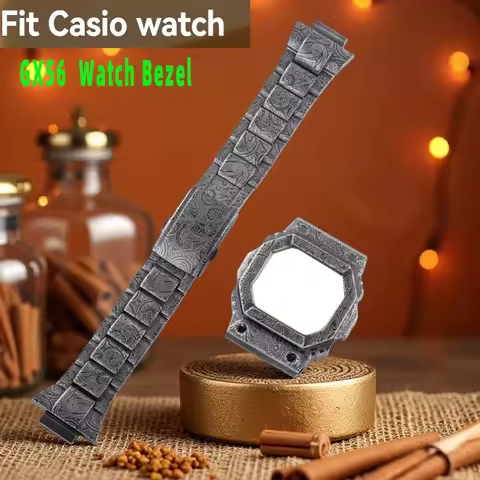 For G-SHOCK Metal Case GX56 set Heavy Industry mod kit reverse Paisley pattern GX56 case strap with 