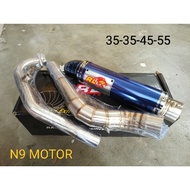 Y15ZR EXHAUST PIPE 35MM RACING PIPE RL REDLEO 35-35-45-55 (SIAP BRACKET / SPRING / SCREW SENSOR PIPE