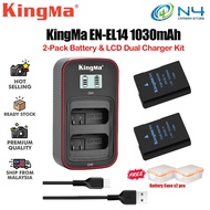KingMa EN-EL14 Battery and LCD Dual Charger Kit for Nikon D3100 D3200 D3400 D5100 D5500 D5600 Compat