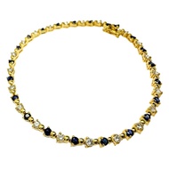 Sapphire (total 1.33ct), Diamond (total 0.87ct), 18K Gold Bracelet, 9.0g, 17.5cm, Women's [Used]