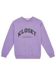 KLOSET Old School Sweatshirt (KK22-T004) เสื้อสเวตเตอร์ปลายแขนมียางยืด สกรีนโลโก้ KLOSET