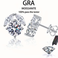 【 GRA Certificate Attached 】 2ct Moissanite Earrings, s925 Pure Silver Plated Platinum Fashion Flowe