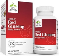 Terry Naturally HRG80 Red Ginseng Male Power - 48 Capsules - Korean Red Ginseng Root Powder, Panax Ginseng - Boost Blood Flow for Improved Energy, Stamina, and Focus - Non-GMO, Vegan - 16 Servings