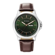 Titan Men Analog Green Dial Leather Strap Watch 1870SL06
