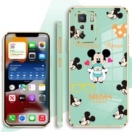 Soft Shockproof Case for OPPO Realme 3 5 6 7 Pro 5i 5S 7i 4G 5G TPU Confession Mickey Minnie Cartoon Electroplating Square Drop-proof Protective Cover