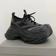 Ningluo Rose Pink Thick Bottom Heightening 8.5cm Dad Shoes Women 2024 Summer New Style round Toe Lea