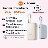SG in stock 〖3C certificationXiaomi10000mAh power bank, built-infastcharging cable,Type-C portablepo