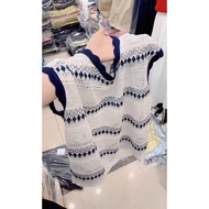 [Knitwear] Retro Knitwear Jacquard Knitwear Wave Lace Vest Hollow Vest Layered Vest Waistcoat Top Th