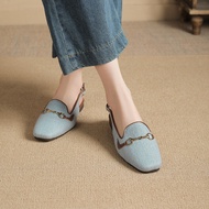 Fashionable Metal Buckle Toe-Baotou Sandals Women 2025 Summer New Style Fashionable Classy Fla awBq1