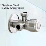[FREE SHIPPING] SUS304 Stainless Steel 2 Way Angle Valve Double Angle Valve Multi-Function Standard Spout Angle Valve Set 90 Degree Toilet Angle Valve Faucet 1/2"x1/2"