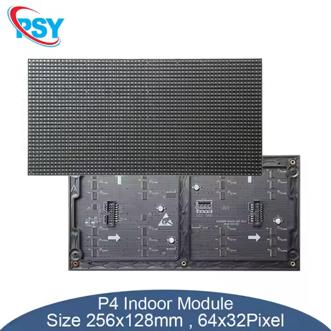 2pcs/Lot Indoor LED P4 Matrix Panel 256X128mm 64X32 Pixel 3 in 1 HUB75 Full Color SMD2121 Light Modu