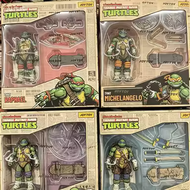 Special OfferJOYTOY TMNT 1/18 Action Figures Raphael Leonardo Donatello Michelangelo 4PCS Mol Gift w