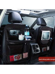 1入組汽車座椅後面的收納袋,具有防踢墊,可保護後座,並帶有紙巾盒、杯架、筆記本桌、汽車托盤