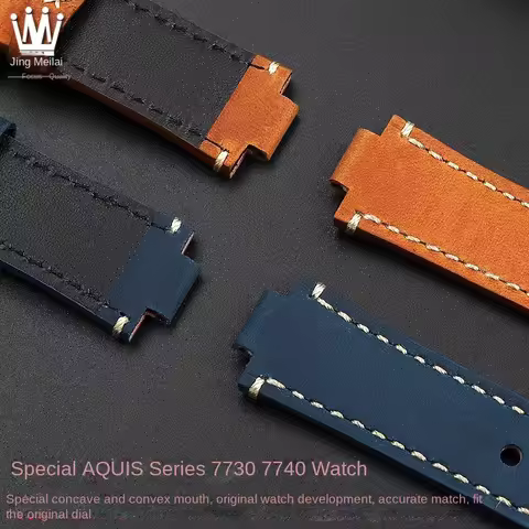 Convex mouth wristband For ORIS diving AQUIS retro Cowhide 733 7730 7740 men's watch strap 24 * 12mm