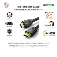 UGREEN HDMI CABLE VER 2.0 4K@60HZ WITH NYLON BRAID 5M/ 10M/ 15M  (BLACK) UG-HD118-40412/ UG-HD118-40