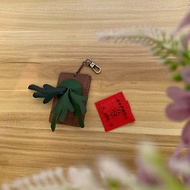 牛皮製鹿角蕨 植物系鑰匙圈 平安符收納 福袋 原創設計 純手工製
