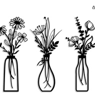 3 Pieces Metal Flower Wall Art-Country Country Decoration Black Minimalist Flower Wall Decoration 12