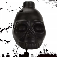 Black Skull Shaped Bottle Gothic Skull Potion Jar Halloween Tabletop Decor Prop