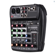 AI-4 Compact Mixing Console Digital Audio Mixer 4-Channel BT MP3 USB Input +48V Phantom Power for Music Recording DJ Network Live Broadcast Karaoke