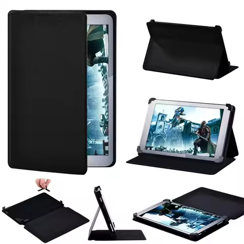 Tablet Case for Fusion5 104 10.1 Inch PU Leather Folding Stand Solid Color Protective Shell + Free S