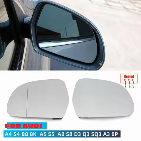 For Audi A3 8P A4 B8 A5 Left Hand Side Heated Wing Door Mirror Glass Convex N/S