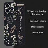 1 ชิ้นสีดำ TPU สายรัดข้อมือลายดอกไม้เคสโทรศัพท์กันกระแทกเข้ากันได้กับ iPhone และ Android (เคสโทรศัพท