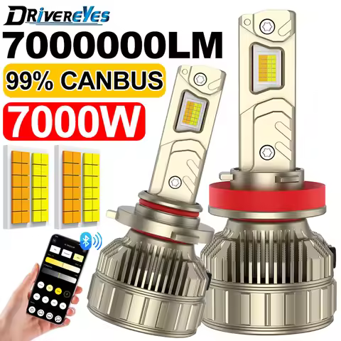 7000W H7 LED H11 9005 HB3 9006 HB4 9012 H4 6000K 4300K 3000K LED Bulb Three Color Remote Control for