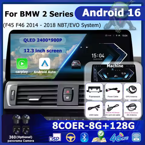 Android 16 for BMW 2 Series F45 F46 2014 - 2018 NBT EVO System Car Video Multimedia PlayerGPS Naviga