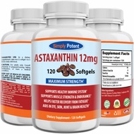 Astaxanthin 12mg 120 Softgels, 4 Month Supply, Triple Strength (3 x Astaxanthin 4mg Gelcaps) High Po