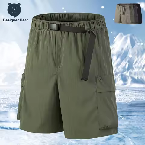 Summer Thin Men's Cargo Shorts Multi-Pocket Hiking Short Adjustable Waist Outdoor Quick Dry Travel C