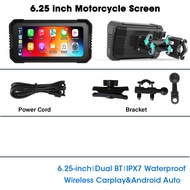 EKLEVA 6.25 inch Motorcycle Carplay Screen DVR 2K Navigation IPX7 Waterproof Moto Monitor Dual Lens