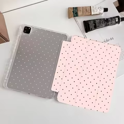 Black Polka Dot Case with Pen Holder for Samsung Tab S7 S8 S9 11in Plus S10 12.4in Flip Smart Cover 