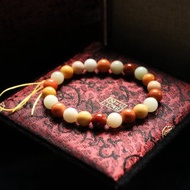 原礦緬甸黃玉多寶手串 8mm圓珠 緬黃手串 緬甸玉 玉石串珠穿搭