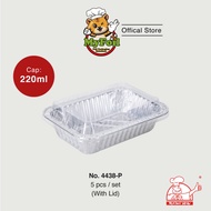 MyChef 4438-P Aluminium Foil Tray with Plastic Lid - 5 Pieces/Packet