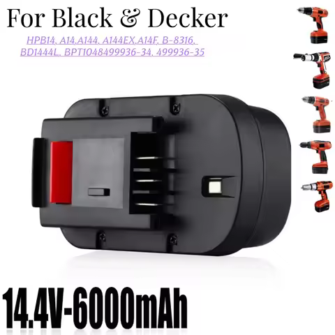 Power Tool Batteries Black&Decker 14.4V 6.0Ah HPB14, 499936-34, 499936-35, A14 A144, A144EX A14F, B-