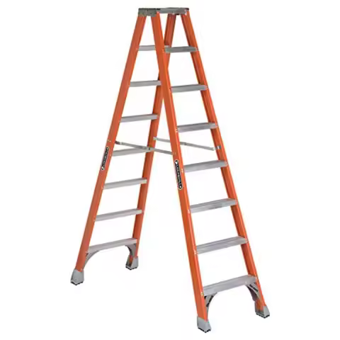 8-Foot Fiberglass Twin Front Step Ladder 300-Pound Load Capacity Type IA FM1508