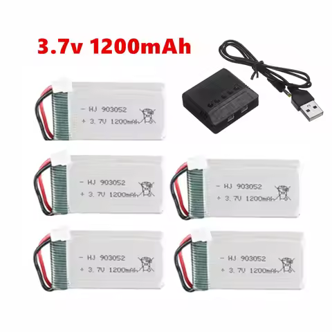 3.7V 1200mAh lipo Battery + Charger Set for KY601S Syma X5 X5c X5SC X5SW M18 H5P RC Drone Parts 9030