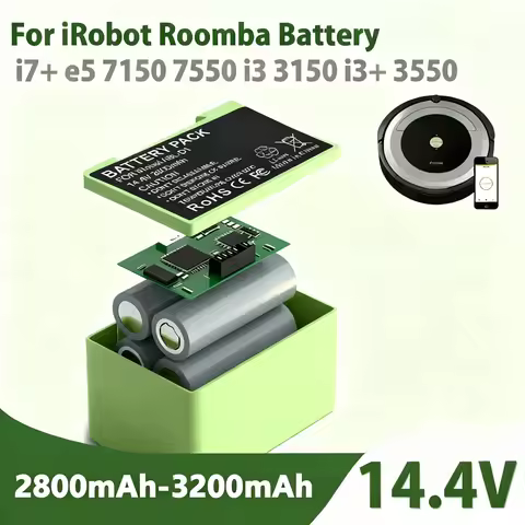 14.4V 3200mAh 2600mAh i7 Battery Replacement for iRobot Roomba e and i Series i7+ e5 7150 i3 3150 i3