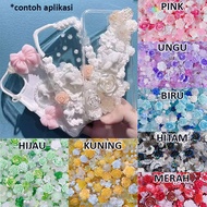 Cute Decoden Case Toploader Decoration Mixed with Pearl Flowers Deco Cream Decoration Topping