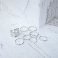  Moon _ Cold Wind Wide Version Knotted Ring Eight-Piece Set 60356