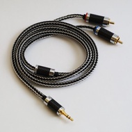川木W148 精品16股單晶銅鍍銀發燒級3.5mm to RCA 轉雙蓮花